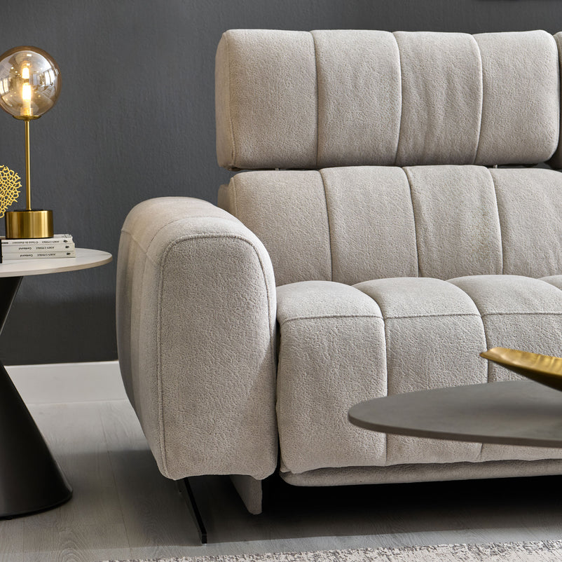 WELBY Colțar, recliner electric, șezlong stânga/dreapta, mecanism tetiere, stofă