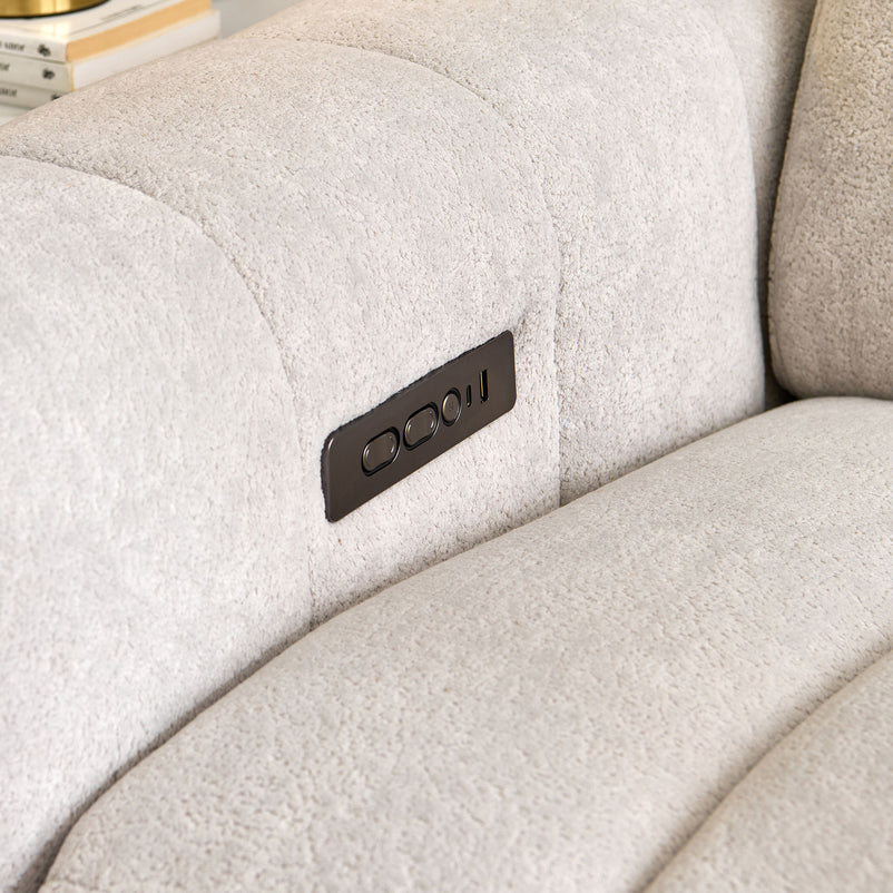 WELBY Colțar, recliner electric, șezlong stânga/dreapta, mecanism tetiere, stofă