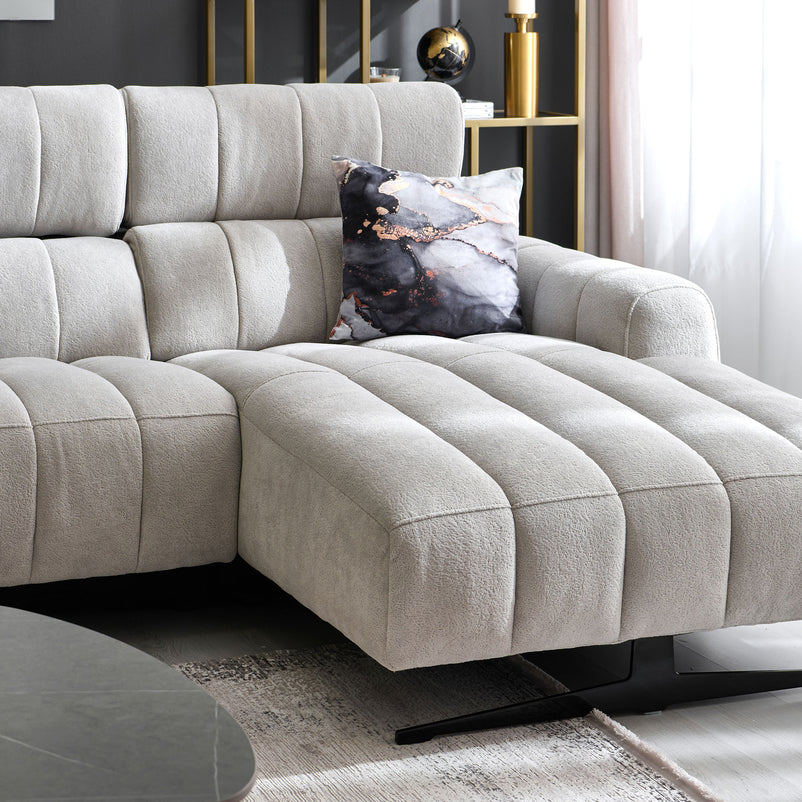 WELBY Colțar, recliner electric, șezlong stânga/dreapta, mecanism tetiere, stofă