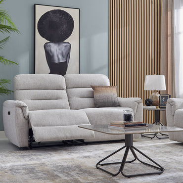 ROSELAND Canapea 3 locuri, 2 reclinere electrice, stofă