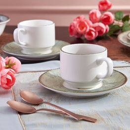SIENA Set ceșcuță și farfurioară, porțelan, 210ml