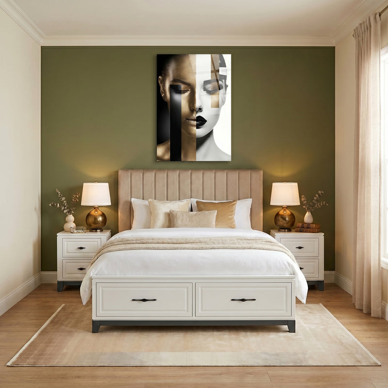 MARTIN Pat tapițat, 160x200cm, 2 sertare incluse