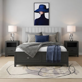JACKSON Pat tapițat, 160x200cm, somieră și 2 sertare incluse