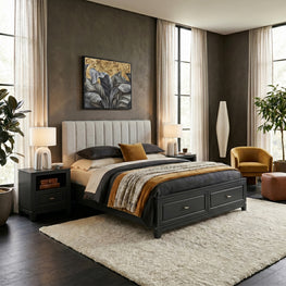 JACKSON Pat tapițat, 180x200cm, somieră și 2 sertare incluse