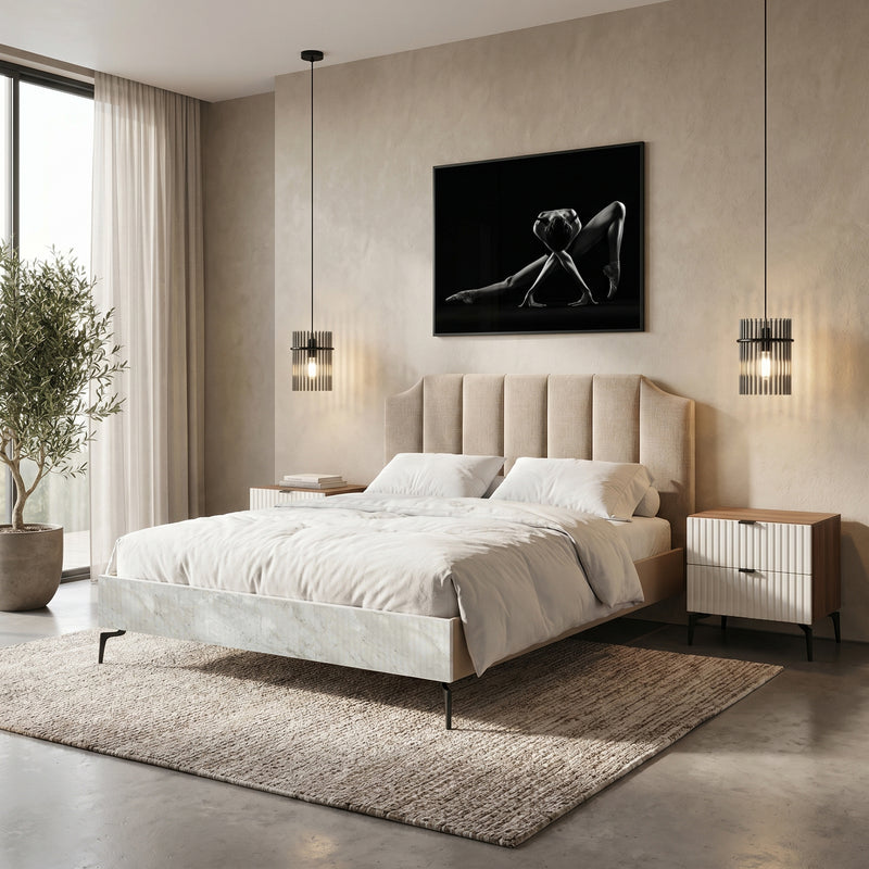 WAVE Pat tapițat, 160x200cm, somieră inclusă