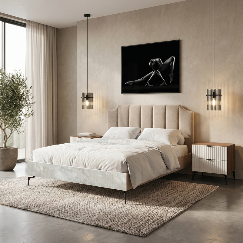 WAVE Pat tapițat, 160x200cm, somieră inclusă