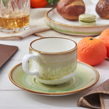 TERRA Set ceșcuță și farfurioară, porțelan, 210ml