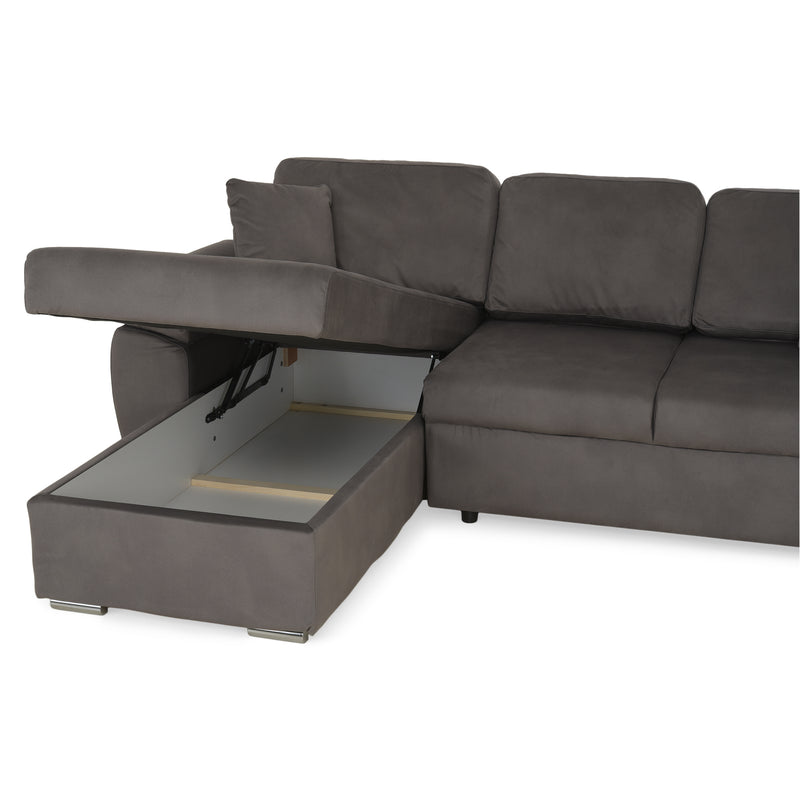 DRAGO Colțar extensibil, șezlong interschimbabil cu ladă depozitare, stofă