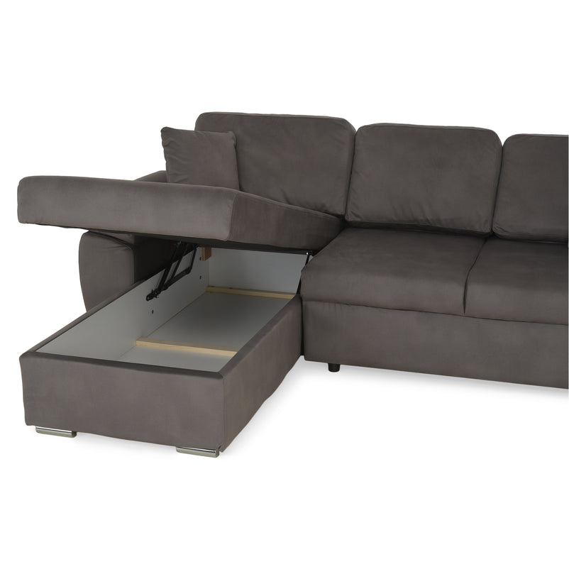 DRAGO Colțar extensibil, șezlong interschimbabil cu ladă depozitare, stofă