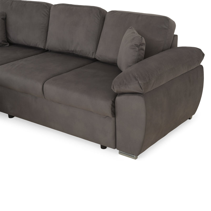 DRAGO Colțar extensibil, șezlong interschimbabil cu ladă depozitare, stofă