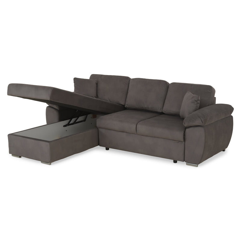 DRAGO Colțar extensibil, șezlong interschimbabil cu ladă depozitare, stofă