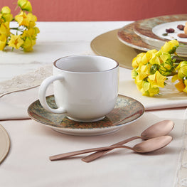 TUSCANY Set ceșcuță și farfurioară, porțelan, 210ml