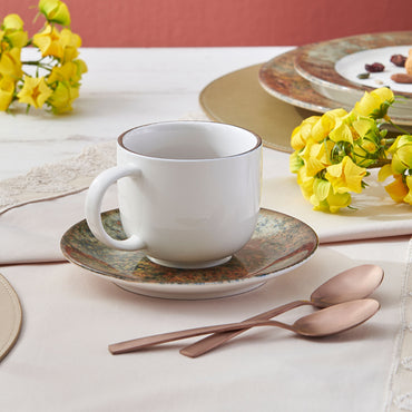 TUSCANY Set ceșcuță și farfurioară, porțelan, 210ml