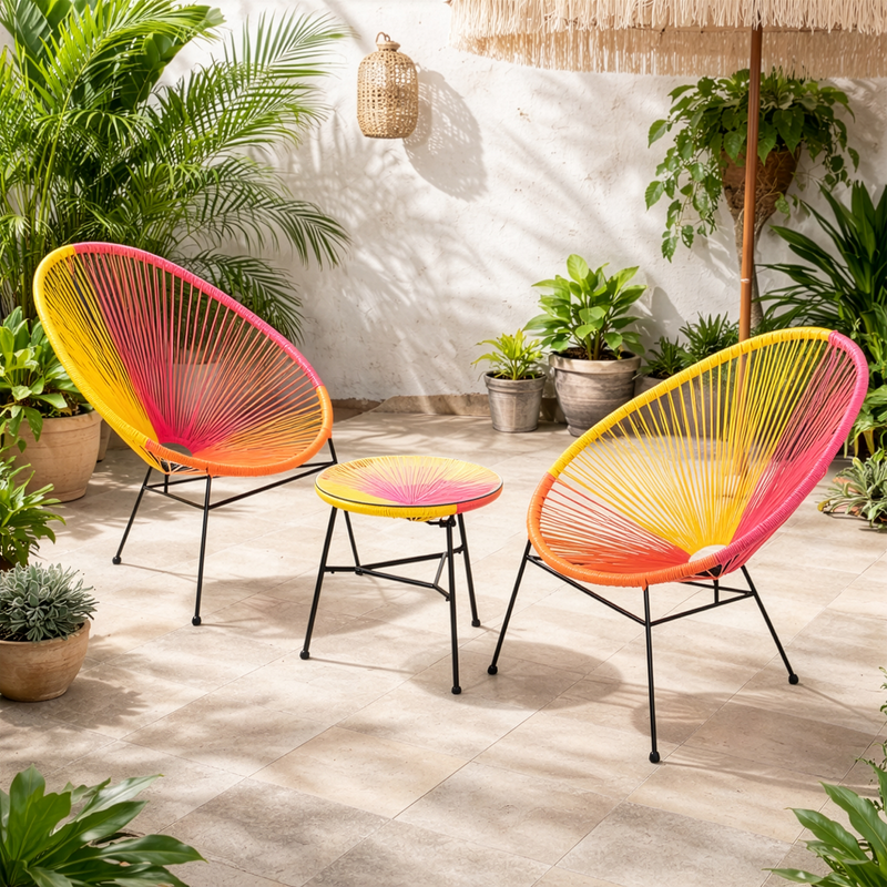 CORFU Set mobilier terasă/gradină, 2 fotolii și măsuță
