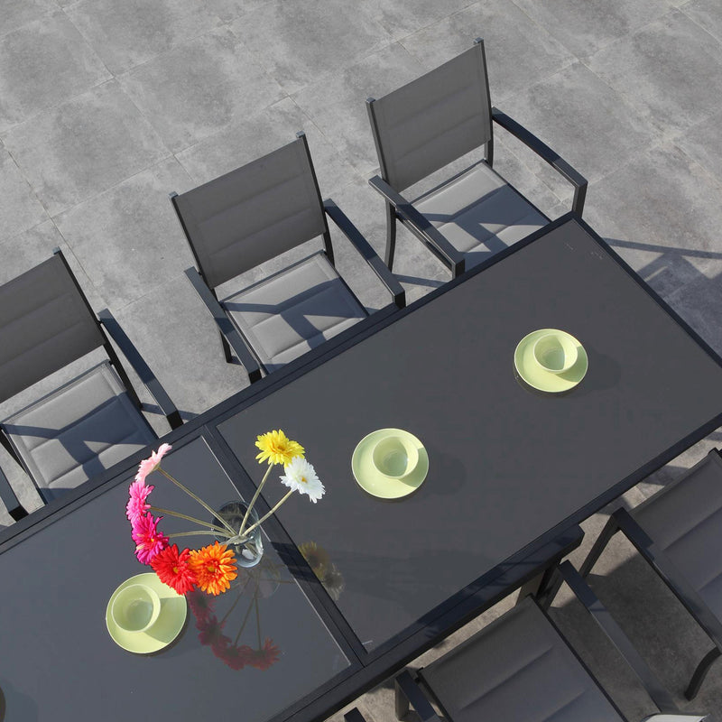 LUCCA Set mobilier terasă/grădină, 8 scaune și masă extensibilă