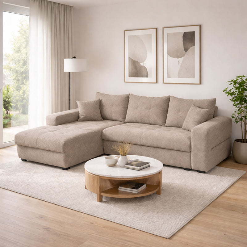 RAUL Colțar extensibil, șezlong stânga/dreapta și ladă depozitare, stofă