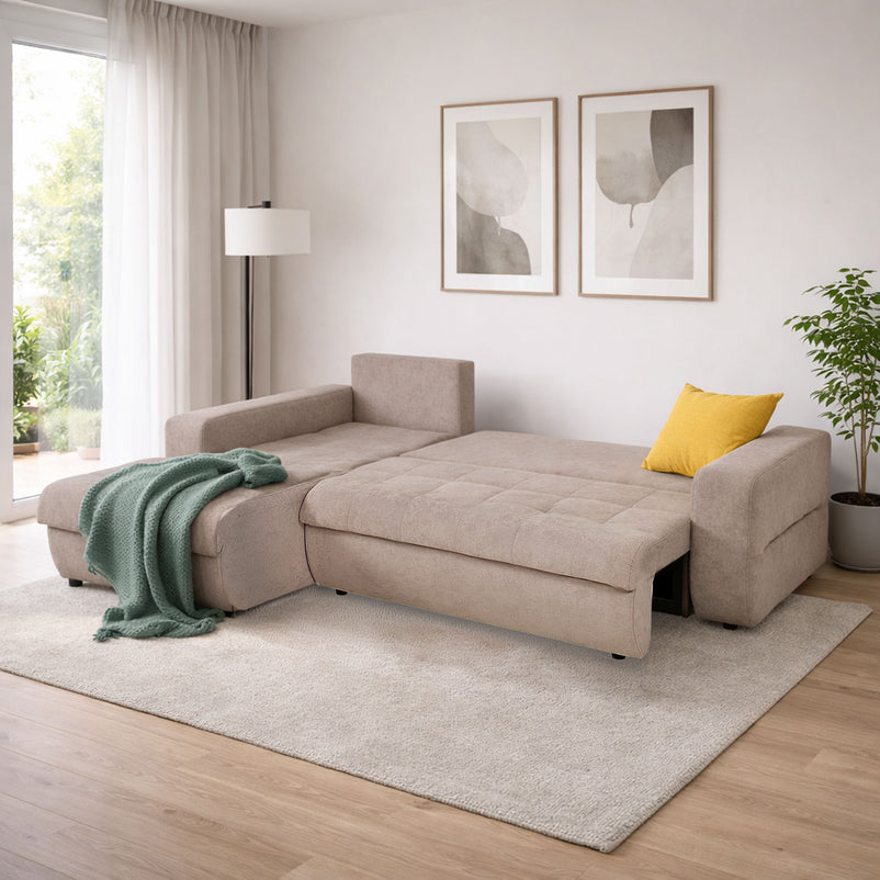 RAUL Colțar extensibil, șezlong stânga/dreapta și ladă depozitare, stofă