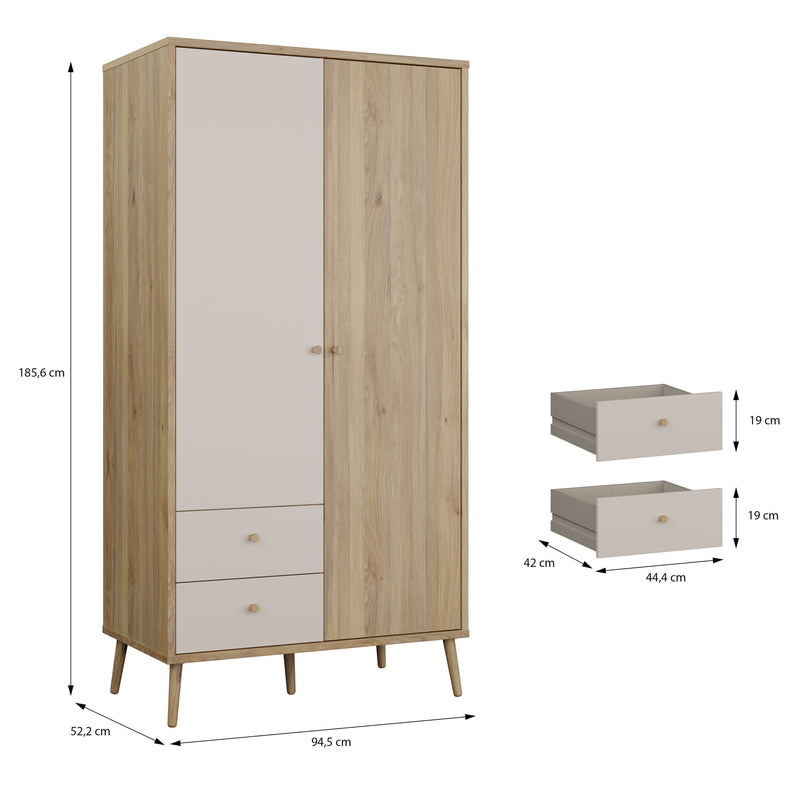 ANYA Dulap copii, 2 uși, 2 sertare