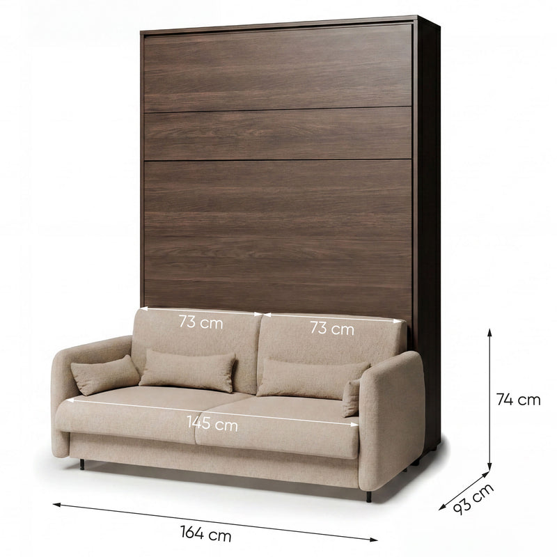 SMART Ansamblu pat rabatabil cu mecanism vertical, canapea și panou tapițat, 140x200cm