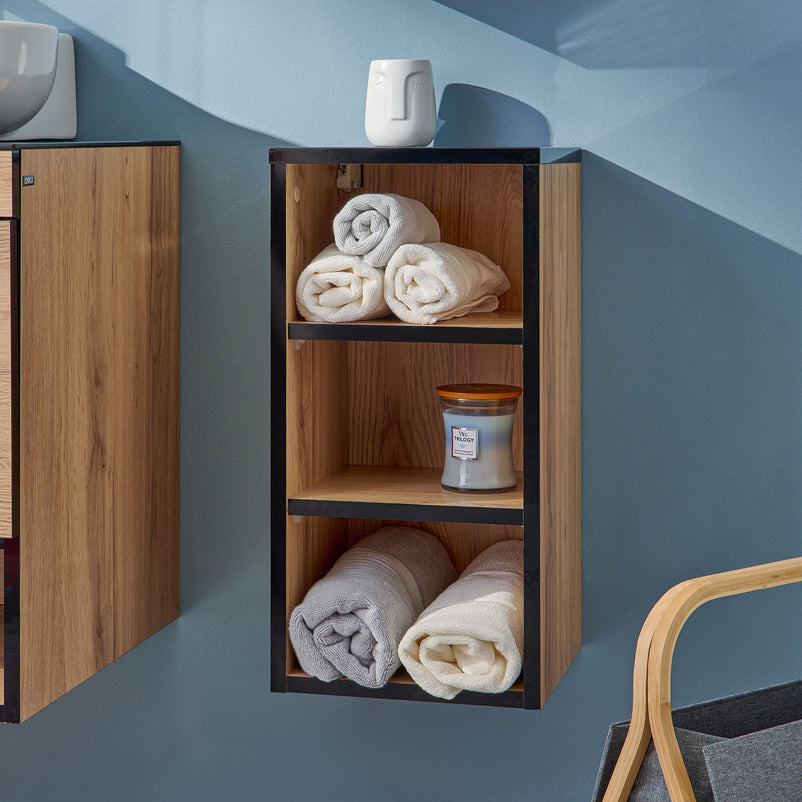 KNIDOS Set etajeră cu poliță și dulap baie suspendat, 2 uși