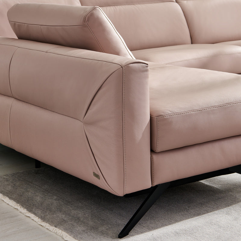 NATUZZI EDITIONS ALLURE Colțar cu șezlong stânga/dreapta, recliner electric și spațiu depozitare, piele