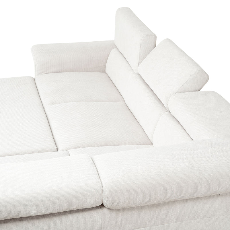 DUNE Colțar extensibil, cu șezlong stânga/dreapta, ladă depozitare, mecanism tetiere, stofă