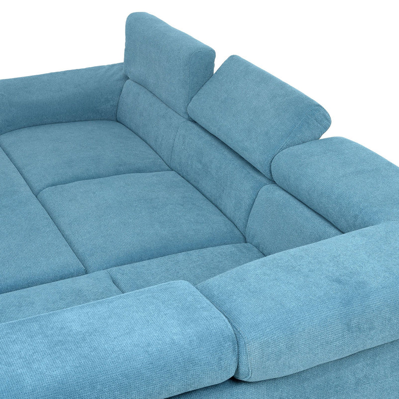 DUNE Colțar extensibil, cu șezlong stânga/dreapta, ladă depozitare, mecanism tetiere, stofă