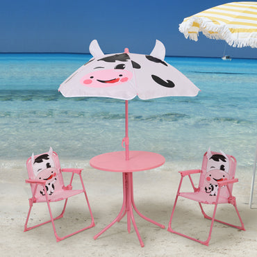 COW Set mobilier terasă/grădină copii, 2 scaune, masă și umbrelă