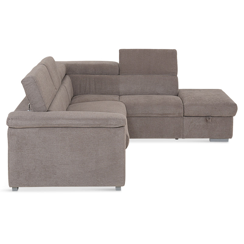 DUNE Colțar extensibil, cu șezlong stânga/dreapta, ladă depozitare, mecanism tetiere, stofă