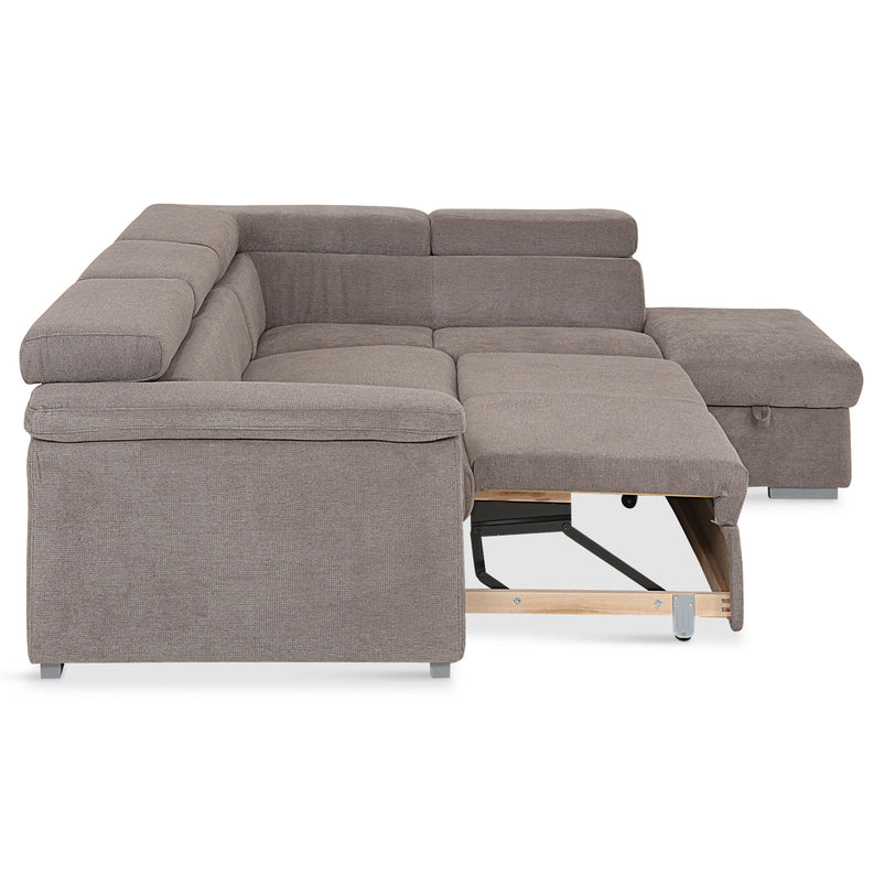 DUNE Colțar extensibil, cu șezlong stânga/dreapta, ladă depozitare, mecanism tetiere, stofă