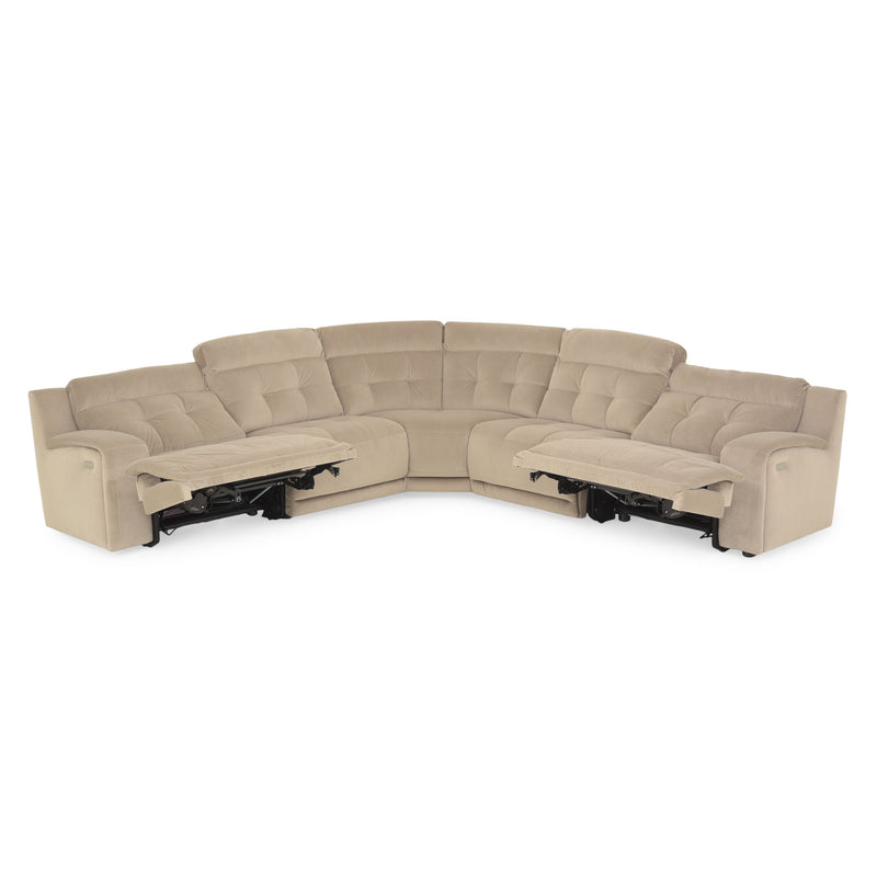 SANTIAGO Colțar cu 3 reclinere electrice, stofă