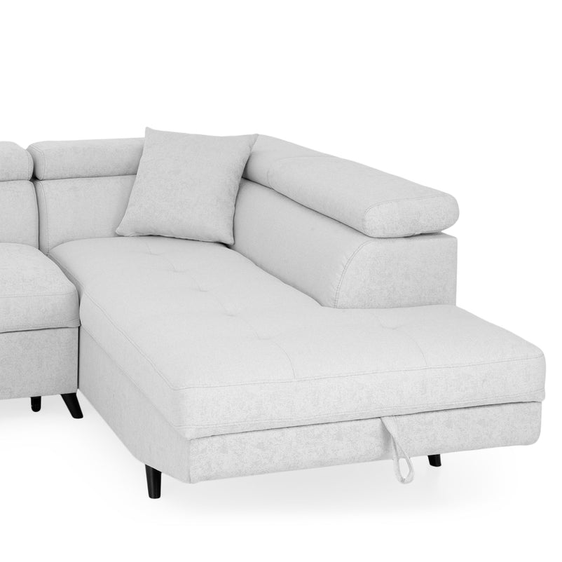 LUZERN Colțar extensibil, șezlong stânga/dreapta, ladă depozitare, stofă