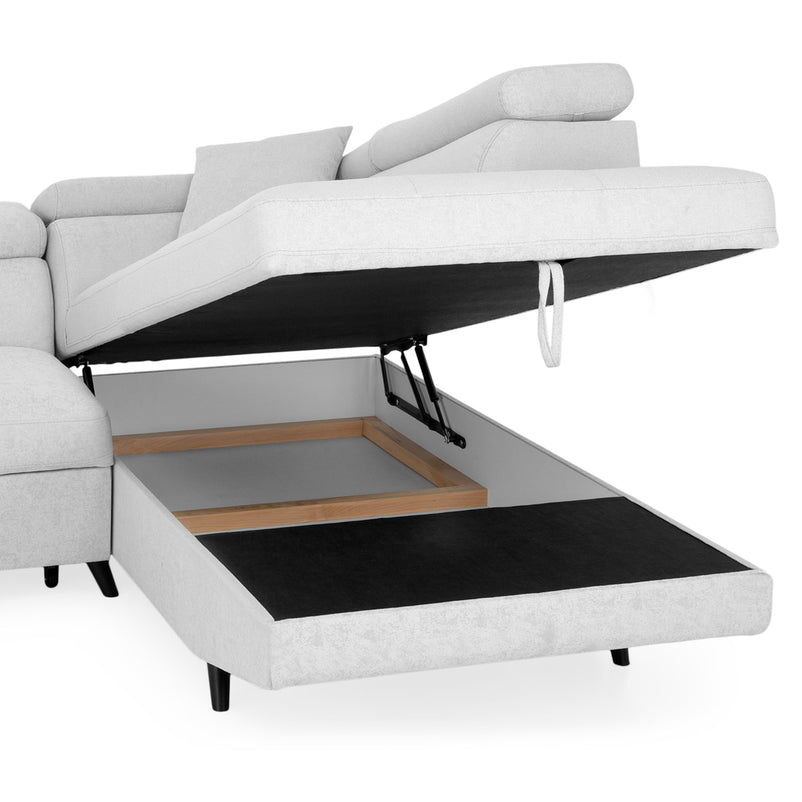 LUZERN Colțar extensibil, șezlong stânga/dreapta, ladă depozitare, stofă