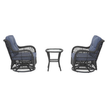 ARLEAN Set mobilier terasă/grădină, 2 fotolii balansoar-rotative și măsuță