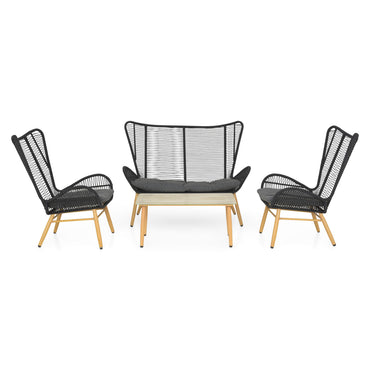 BODEH Set mobilier terasă/grădină, 2 fotolii, canapea și măsuță