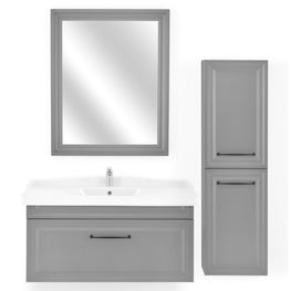 DESIGN Set mobilier baie, mască lavoar, ceramic, oglindă și dulap înalt