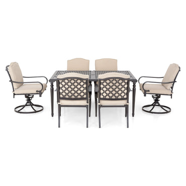 LAUREL Set mobilier terasă/grădină, 4 scaune, 2 balansoare și masă