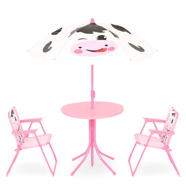 COW Set mobilier terasă/grădină copii, 2 scaune, masă și umbrelă