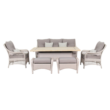 BARBUDA Set mobilier terasă/grădină, 2 fotolii, 2 taburete, canapea și masă