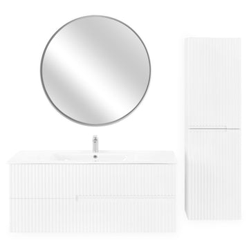 MOONLIGHT Set mobilier baie, mască lavoar, lavoar, oglindă LED și dulap înalt de la Mobexpert