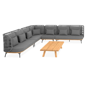 COTTAGE/CANCUN Set mobilier terasă/grădină, 2 canapele, 1 element colț, 1 element central, 1 măsuță de cafea