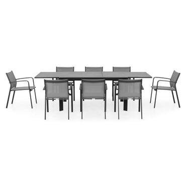 CERAMIC Set mobilier terasă/grădină, 8 scaune și masă extensibilă