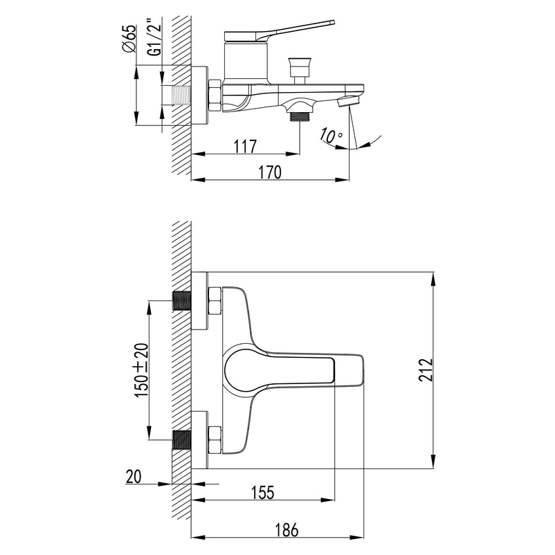 SUNRISE Set baterie cabina dus