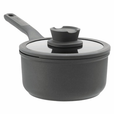 LEO Cratiță cu mâner și capac, aluminiu, D.18cm