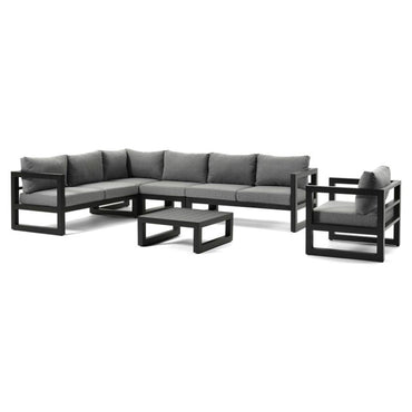 CALZO Set mobilier terasă/grădină, 2 canapele, element colț, element central, fotoliu și măsuță