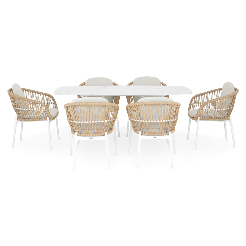 BARI Set mobilier terasă/grădină, 6 scaune și masă