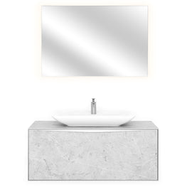MONO Set mobilier baie, mască lavoar 1 sertar, lavoar ceramic și oglindă LED