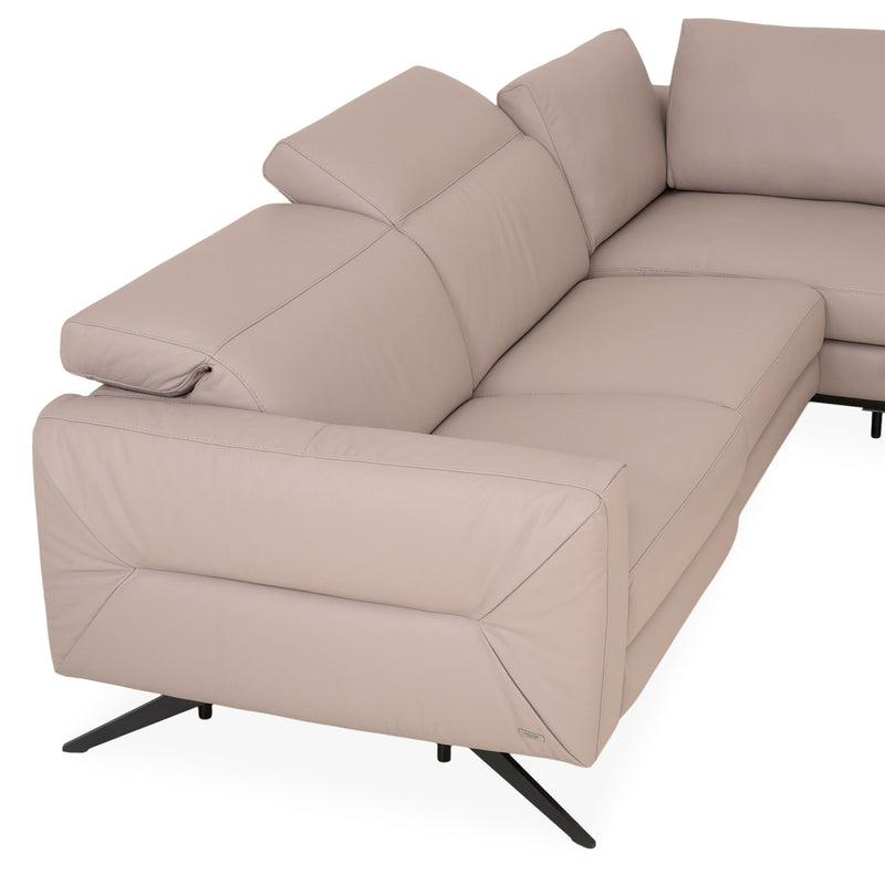 NATUZZI EDITIONS ALLURE Colțar cu șezlong stânga/dreapta, recliner electric și spațiu depozitare, piele