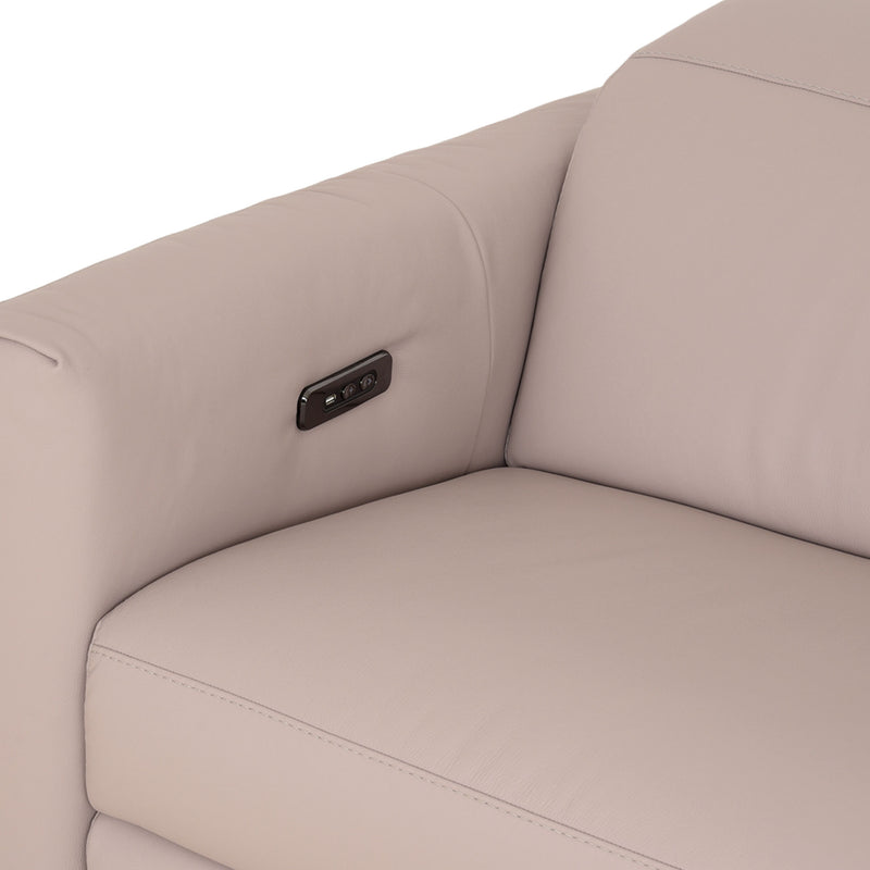 NATUZZI EDITIONS ALLURE Colțar cu șezlong stânga/dreapta, recliner electric și spațiu depozitare, piele