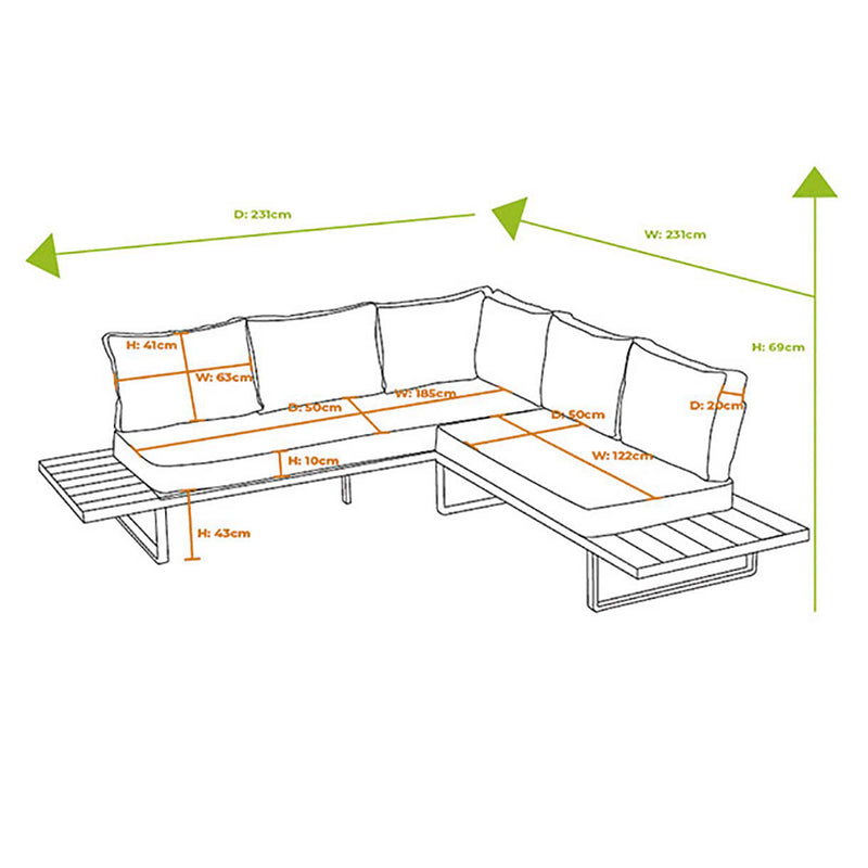 BUFFALO Set mobilier terasă/grădină, 2 canapele, 2 taburete și 1 măsuță